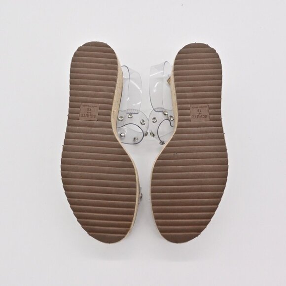 SCHUTZ Cristiane Espadrille Platform Wedge Sandals Womens Sz 7 Clear Rhinestone - Picture 7 of 10